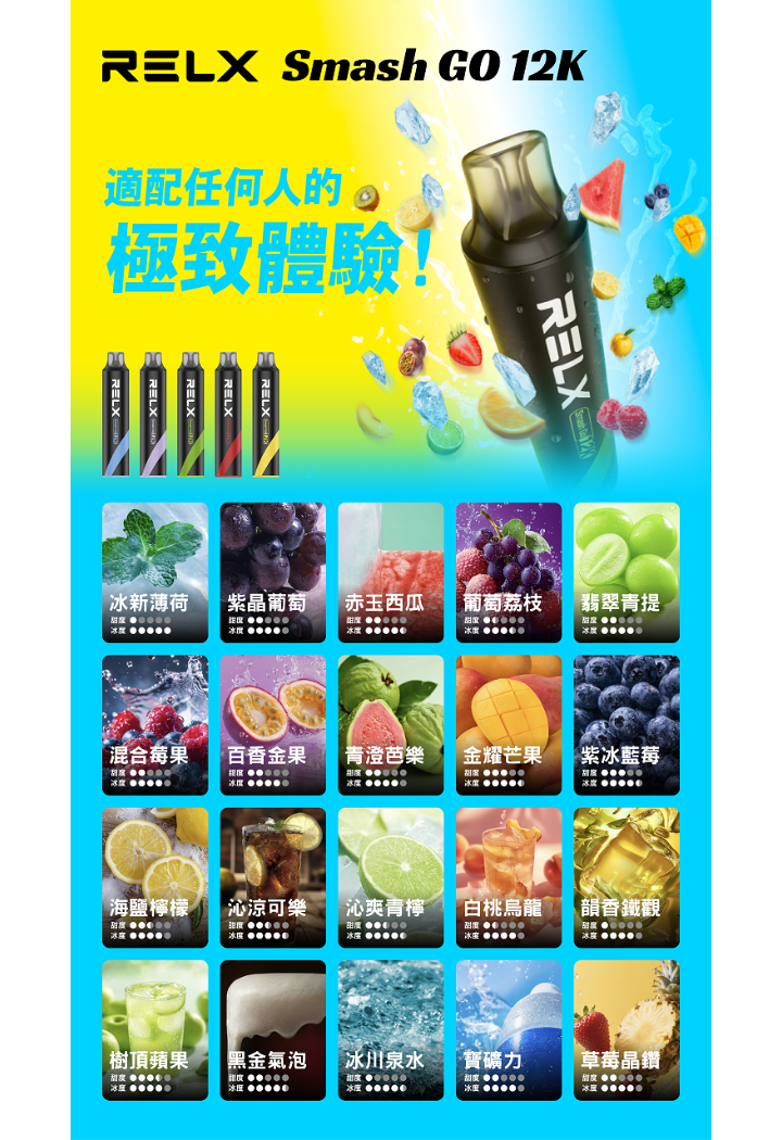 RELX Smash Go 12000口!15ml 震撼油量超長續航 5% 頂規強勁擊喉感 閃充核心秒速回補 成就極簡科技之巔 台灣現貨:圖片 3
