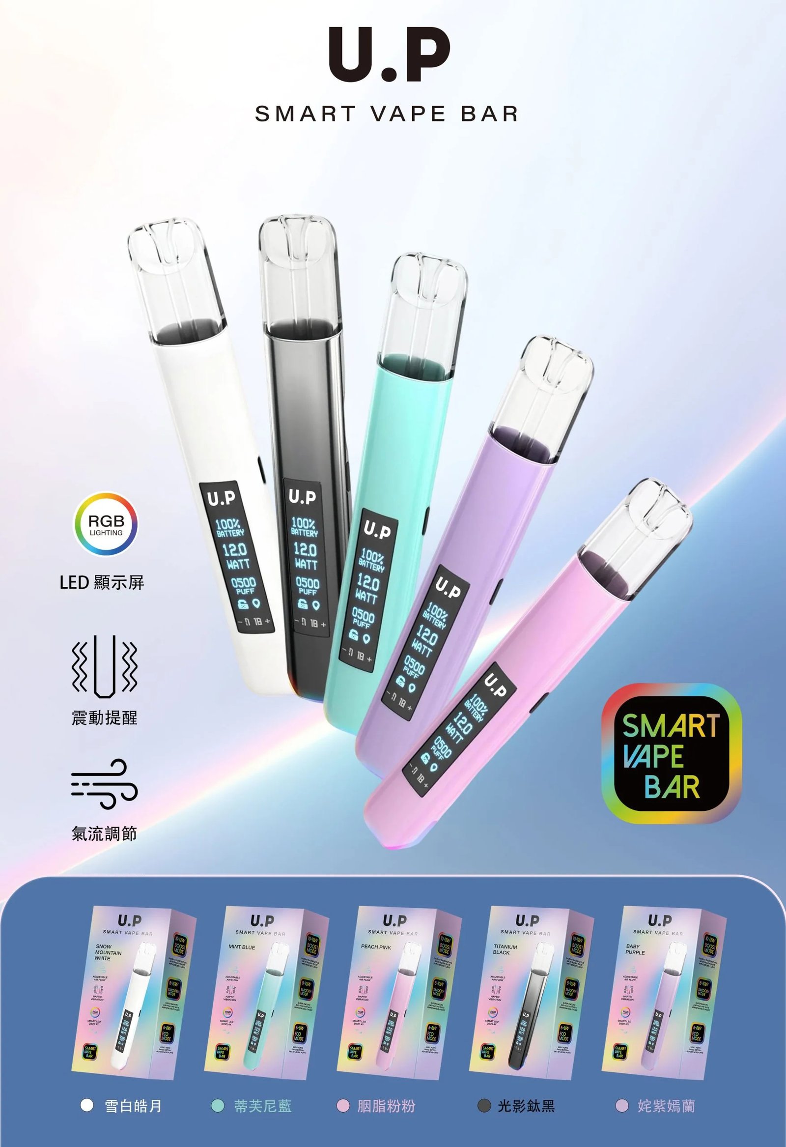 U.P 光感系列一代主機 卓越智能控溫模組 勾勒穩定飽滿的煙霧曲線 成就長效且不間斷的領先水準 適配一代煙彈 台灣現貨:圖片 3